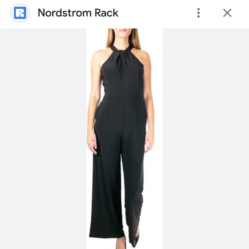 Nina Leonard Black High Crossed Neck Jumpsuit